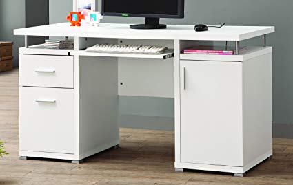 Amazon.com: Computer Desk with 2 Drawers and Cabinet White: Kitchen