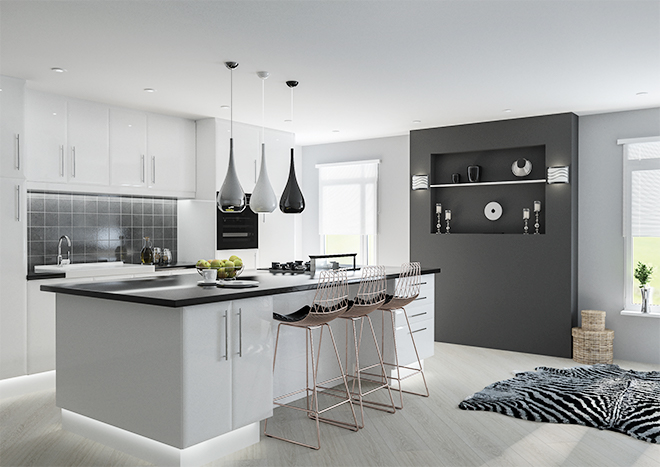Setting a White Gloss Kitchen in Modern
Style