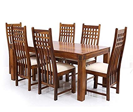 LifeEstyle Sheesham Wood Dining Table with 6 Chair (Brown, Standard