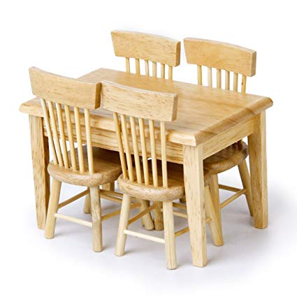 Amazon.com: Pixnor 5pcs 112 Dollhouse Miniature Dining Table Chair