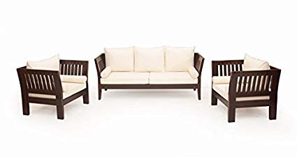 Woodkartindia Sheesham Wood Sofa Set with Cushion 5 Seater, 3+1+1