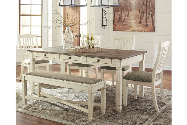 Bolanburg Dining Table and 4 Chairs and Bench Set | Ashley .