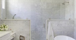 White and Gray Hexagon Pattern Bath Floor Tiles - Transitional .
