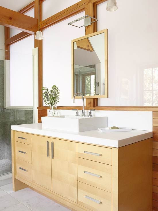 Nature-Inspired Bathroom Makeovers | Bathroom vanity, Maple .