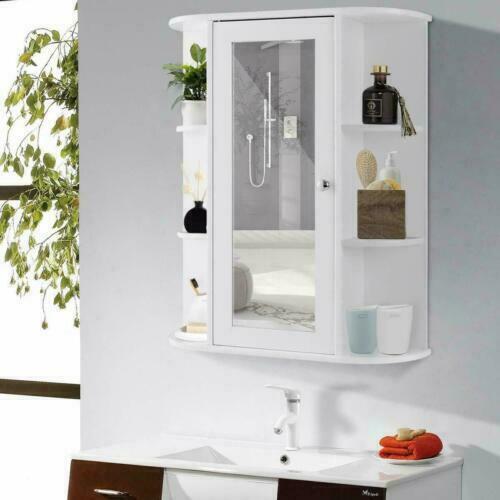 Modern Bathroom Wall Cabinet with Double White Door Organizer .