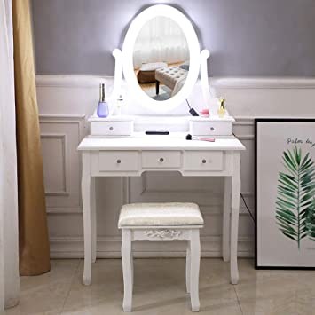 Amazon.com: LED Vanity Makeup Table Set,Makeup Dressing Table .