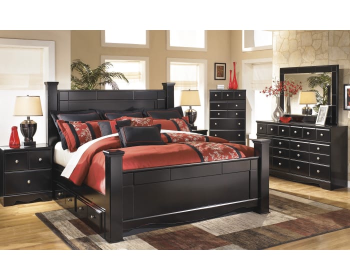Signature Design by Ashley Shay Almost Black 4 Piece King Bedroom .