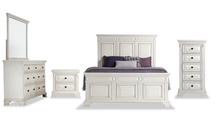 Palisades Storage Bedroom Set | Bobs.com | White bedroom set .
