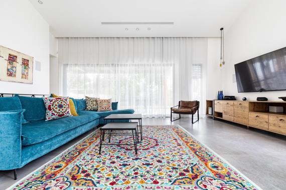 6X9 Mandala rug very colorful wool rug. Great as living room | Et
