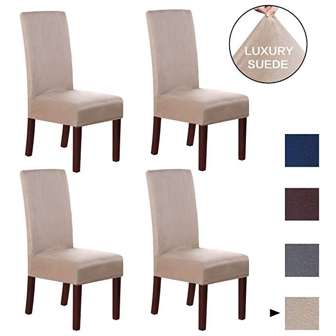 H.VERSAILTEX Luxurious Soft High Stretch Suede Dining Room Chair .