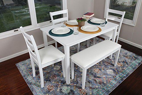 4 Person 5 Piece Kitchen Dining Table Set 1 Table 3 Leather Chairs .