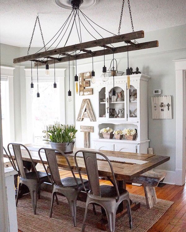 10 DIY Rustic-Industrial Light Fixtures | Rustic dining room .