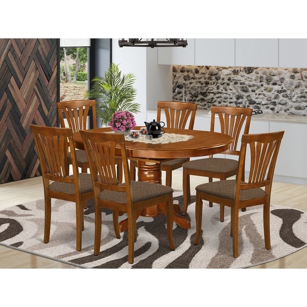 Shop 7-piece Oval Dining Room Table with Leaf and 6 Dining Chairs .