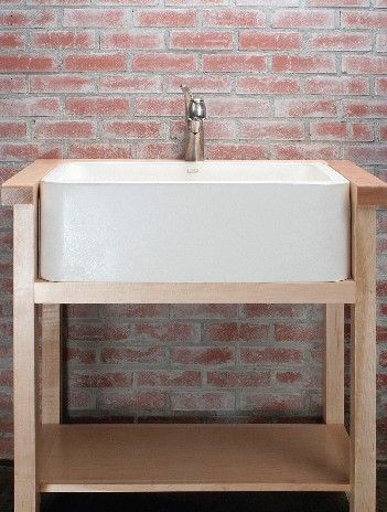the sink stands alone on an open shelf unit. this is an option .