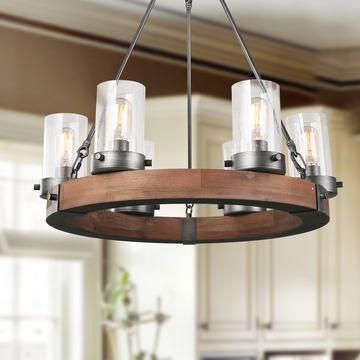 LNC HOME Farmhouse Silver Chandeliers A03348-1 | Rustic dining .