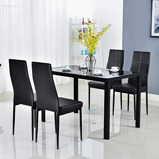 Amazon.com - Bonnlo 5 Pieces Dining Set Black Dining Table and .