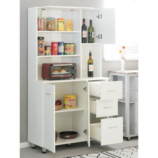 Basicwise White Kitchen Pantry Storage Cabinet with Doors and .