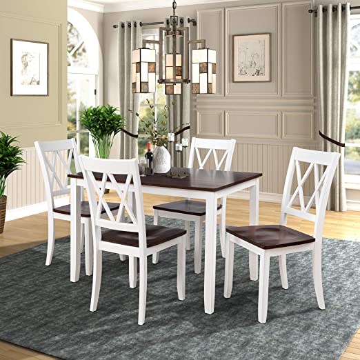 Amazon.com - 5-Piece Dining Table Set Home Kitchen Table and .