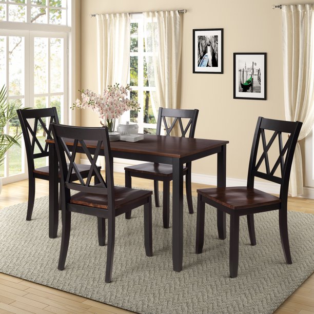 Clearance!Black Dining Table Set for 4, Modern 5 Piece Dining Room .