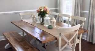 Farmhouse Table & Bench | Farmhouse dining room table, Dining .