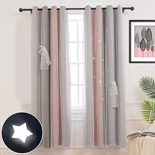 Amazon.com: Hughapy Star Curtains Stars Blackout Curtains for Kids .