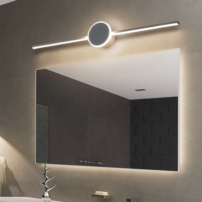 Modern Led Bathroom Lighting with Linear Shade Metallic Wall Mount .