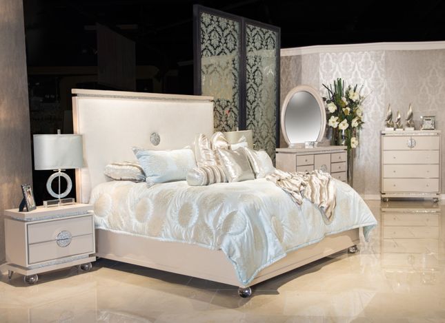 Michael Amini Glimmering Heights Modern 4pc Queen Bedroom Set in .