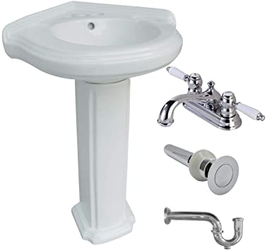 Renovator's Supply Corner Pedestal Sink White Ceramic With 4 .