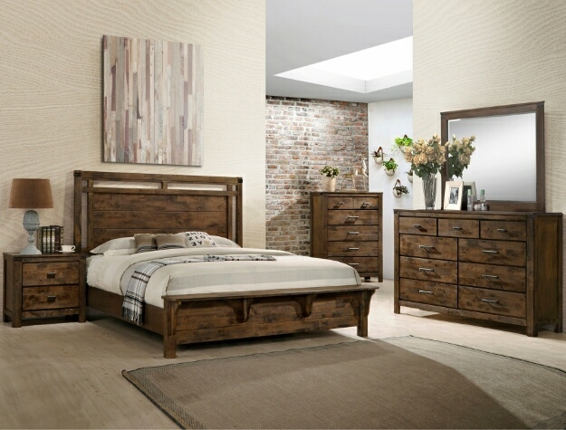 B4810 4 pc Curtis rustic weathered finish wood queen bedroom s