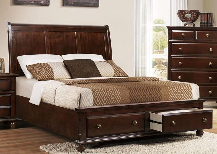 Portsmouth Queen Storage Bed by Crown Mark,Old Brick | Bedroom .