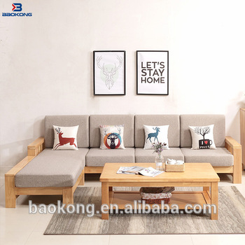 Latest Design Rubber Wood Living Room Furniture Corner Sofa Set .