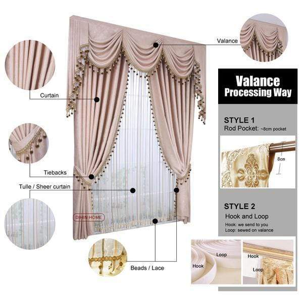 Valance and Blackout Curtain Sheer Window Curtain for Living Room .