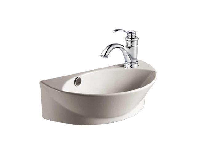 Juniper 17 1/8" Wall Mounted Bathroom Sink in White with Overflow .