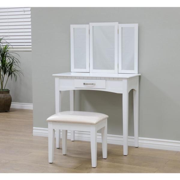 Homecraft Furniture Malachi 3-Piece White Bedroom Vanity Set with .