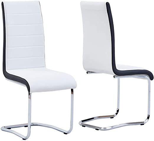 Amazon.com - Modern Dining Chairs Set, Grey White Side Dining Room .