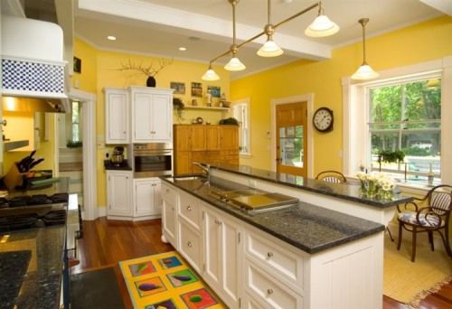 Yellow and White Kitchen | Yellow kitchen walls, Kitchen colors .