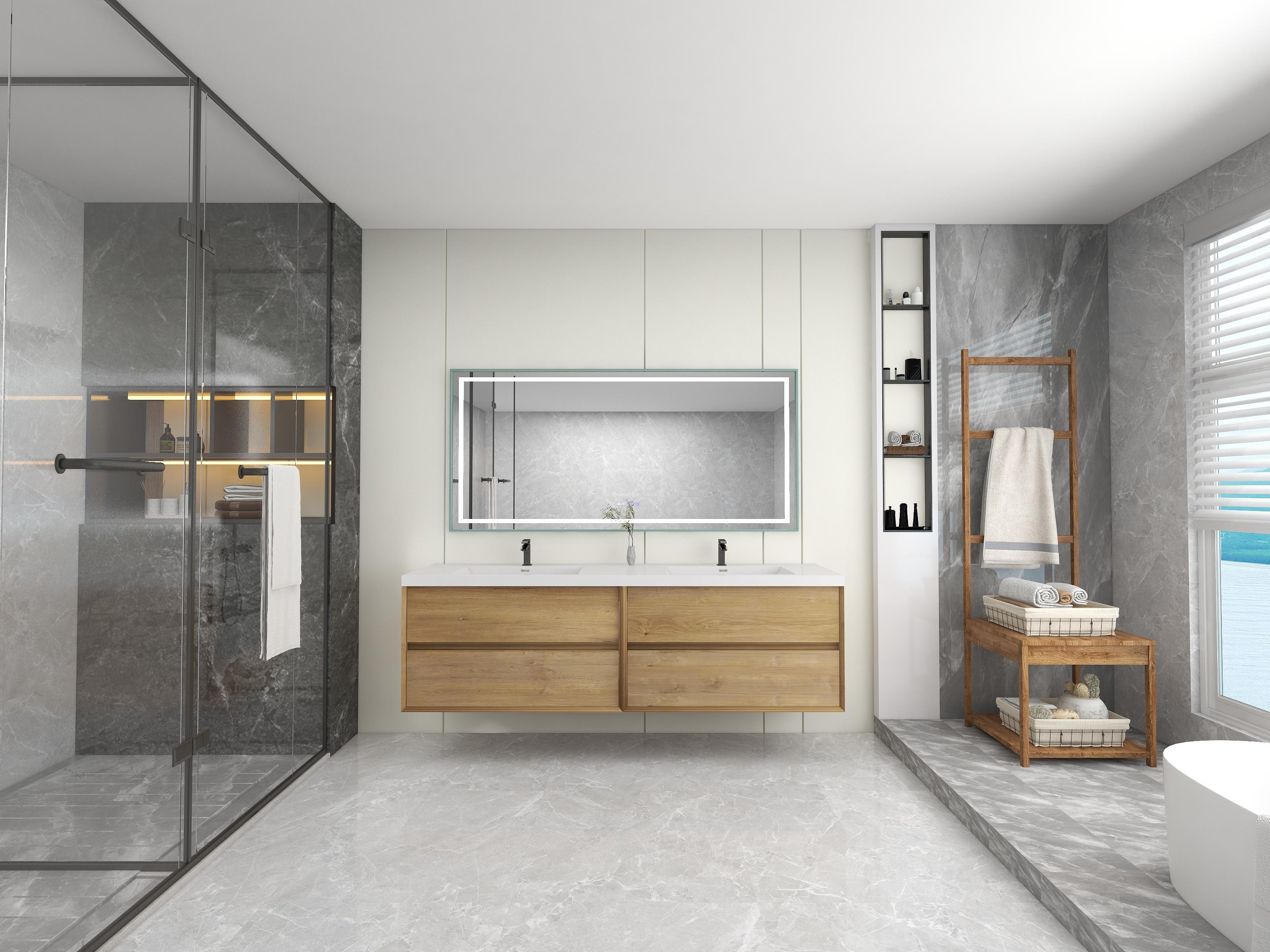 Opt for a statement mirror that contrasts beautifully in your eclectic bathroom design