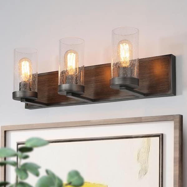 Elegant ​wooden bathroom lighting fixtures illuminate your space beautifully