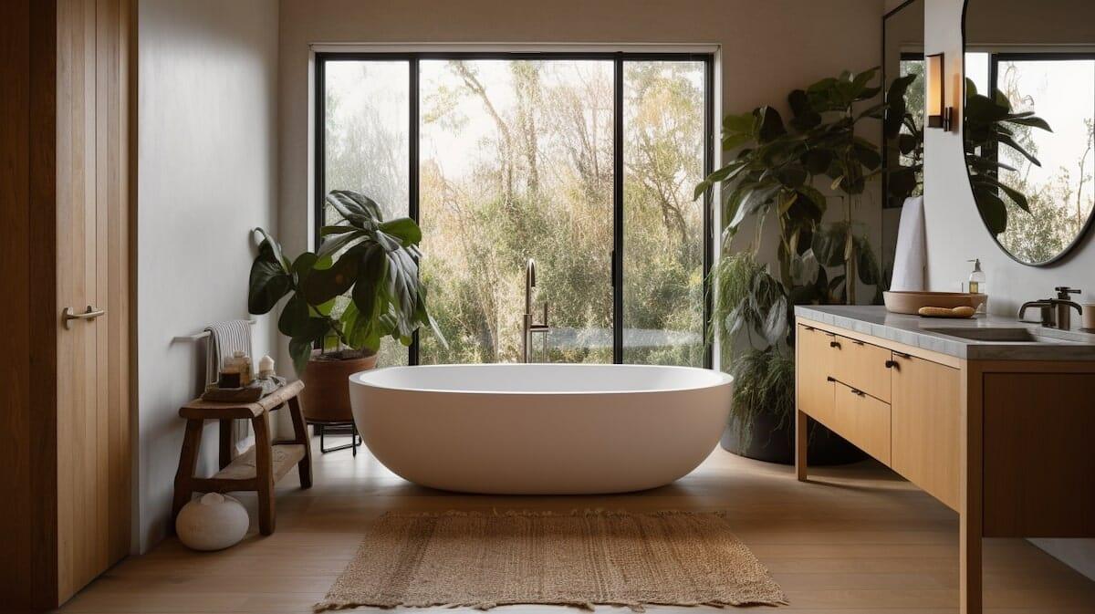Contemporary wooden bathroom layouts focus on open, airy spaces